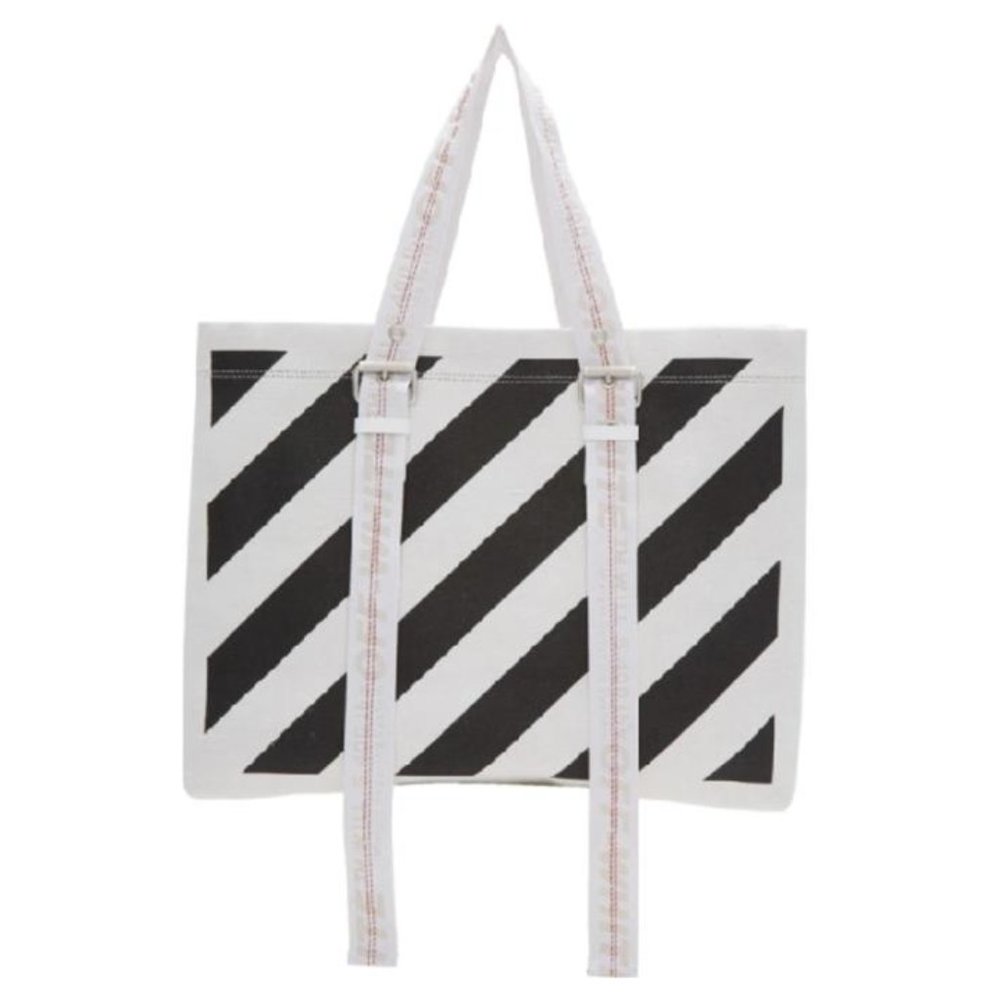 Off-White Canvas Diag Stripe Tote Bag 'White' - Picture 2 of 6
